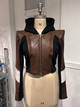 "Macchiato Space Bomber" Leather Jacket 2024